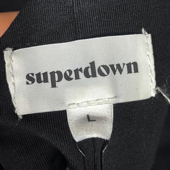 Superdown Katia Cut Out Dress Black Jersey Mini One Long Sleeve Sz L - Picture 8 of 10